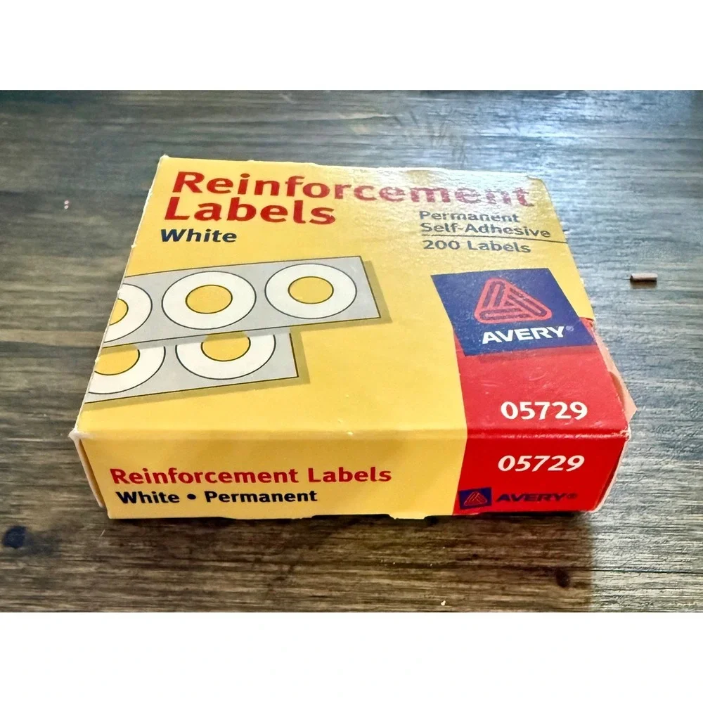 Avery Reinforcement Labels 05729 White 200ct Good Vintage 90s Permanent Adhesive